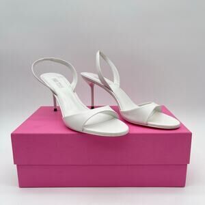 Paris Texas | Lidia Slingback 70 Sandal in White Leather Open Toe Heel 41 / 11